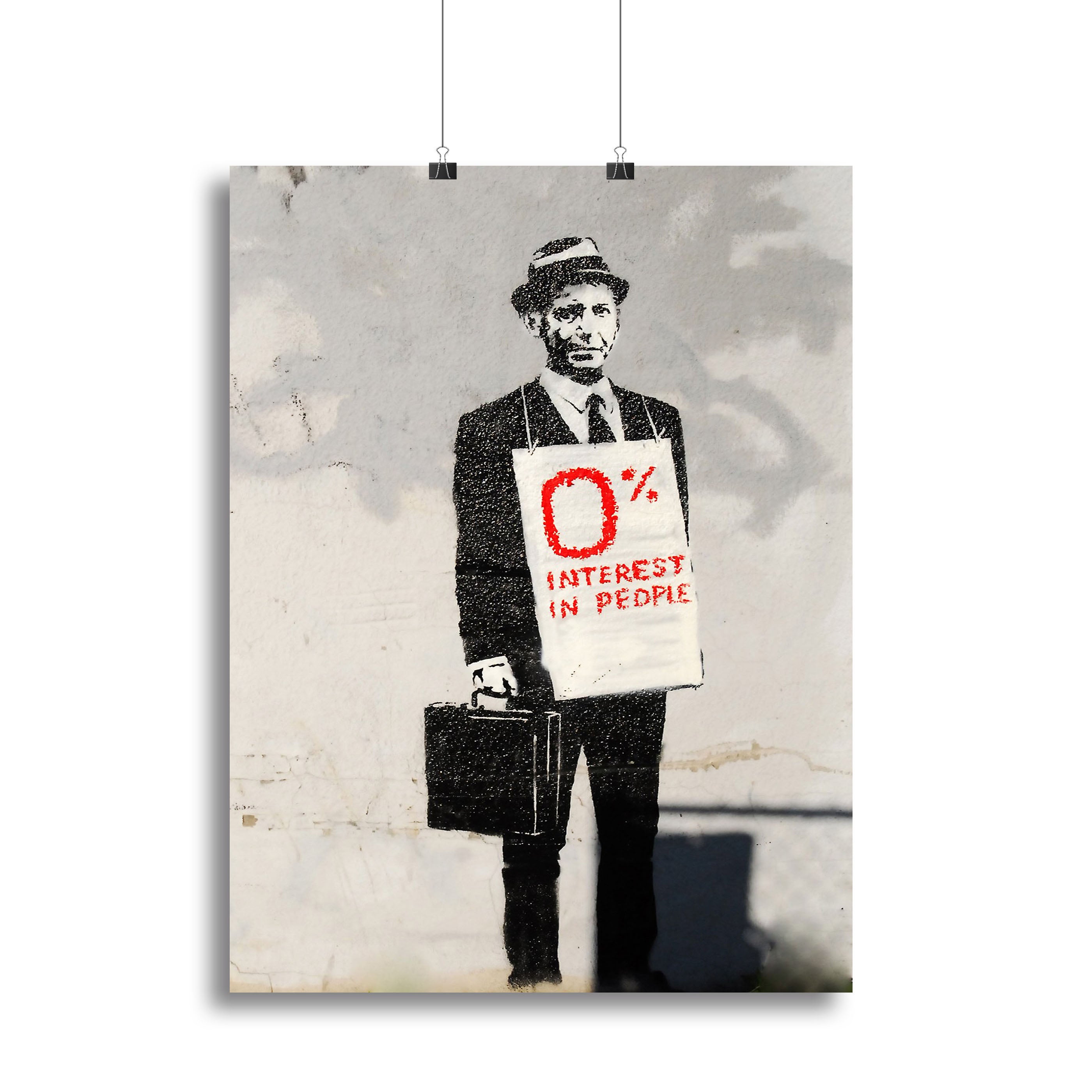 Banksy Zero Per Cent Interest in People Canvas Print or Poster - Canvas Art Rocks - 2