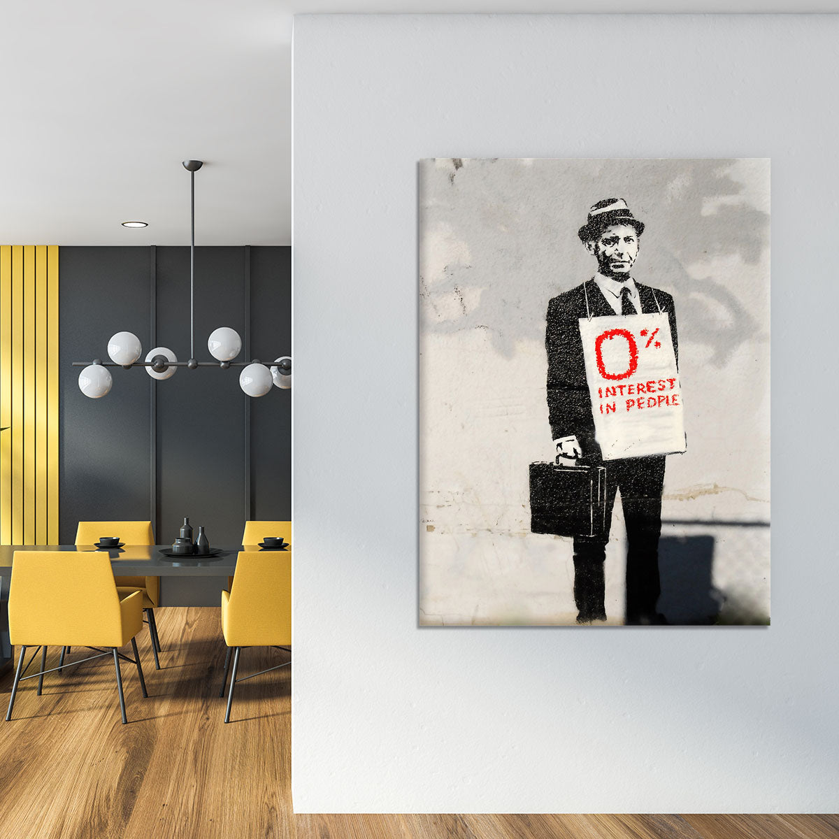 Banksy Zero Per Cent Interest in People Canvas Print or Poster - Canvas Art Rocks - 4