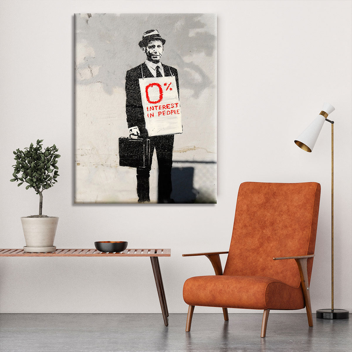 Banksy Zero Per Cent Interest in People Canvas Print or Poster - Canvas Art Rocks - 6