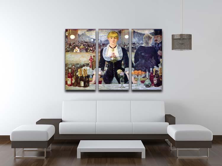 Bar in the Folies-Bergere by Manet 3 Split Panel Canvas Print - Canvas Art Rocks - 3