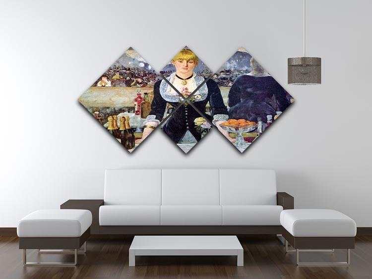 Bar in the Folies-Bergere by Manet 4 Square Multi Panel Canvas - Canvas Art Rocks - 3
