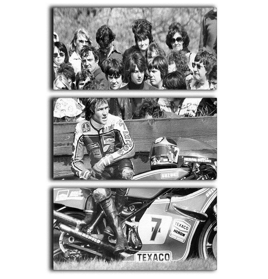 Barry Sheene motorcycle racer 3 Split Panel Canvas Print - Canvas Art Rocks - 1