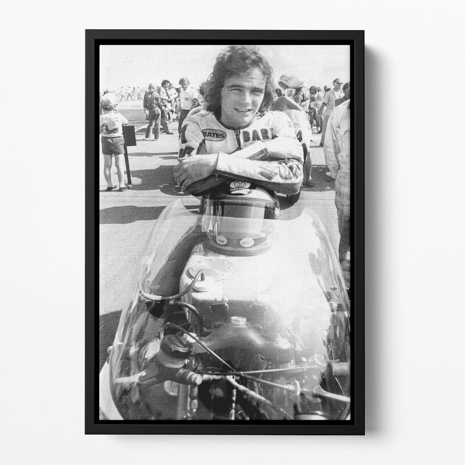 Barry Sheene motorcycle racing champion Floating Framed Canvas