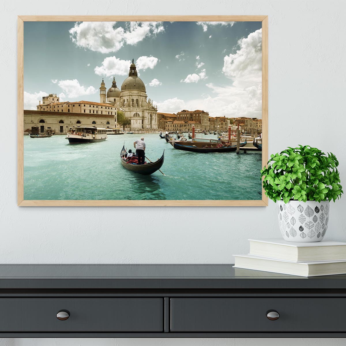 Basilica Santa Maria della Salute sunny day Framed Print - Canvas Art Rocks - 4