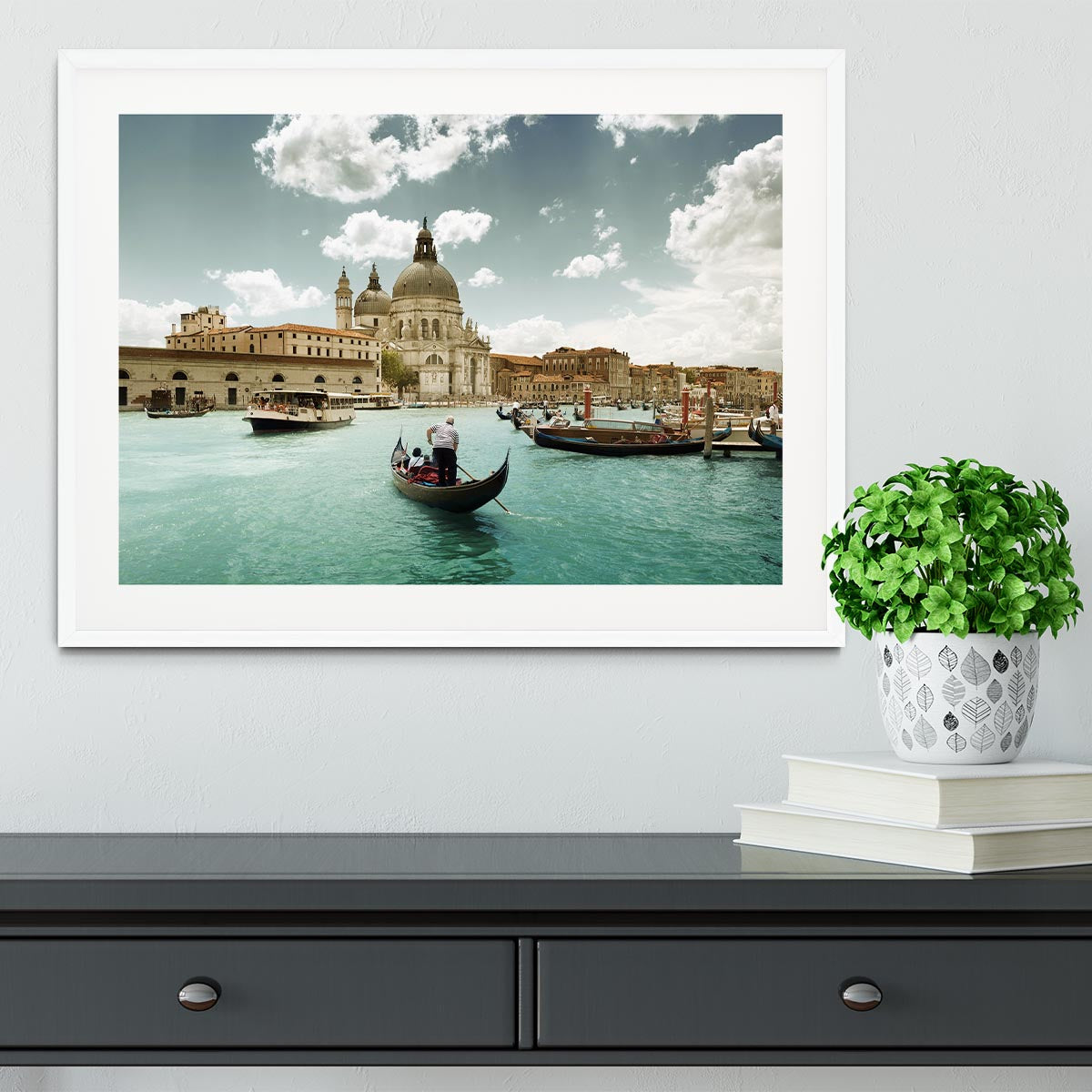 Basilica Santa Maria della Salute sunny day Framed Print - Canvas Art Rocks - 5