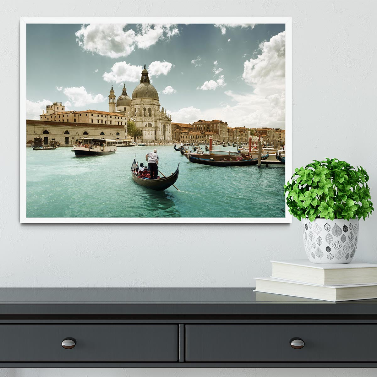 Basilica Santa Maria della Salute sunny day Framed Print - Canvas Art Rocks -6