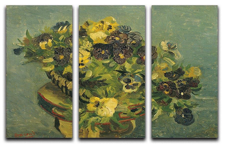 Basket of pansies on a small table by Van Gogh 3 Split Panel Canvas Print - Canvas Art Rocks - 4
