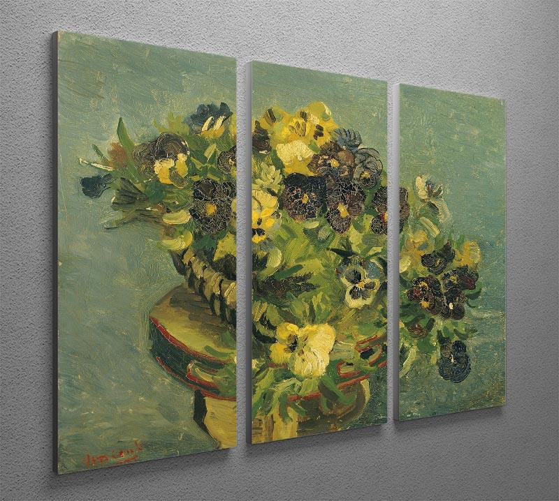 Basket of pansies on a small table by Van Gogh 3 Split Panel Canvas Print - Canvas Art Rocks - 4