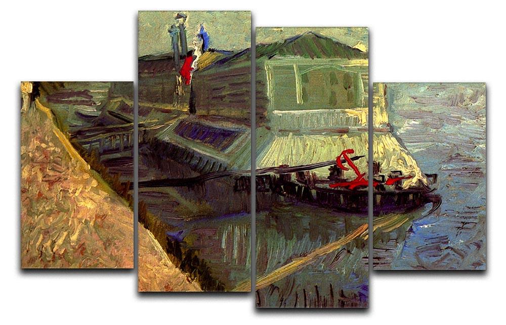 Bathing Float on the Seine at Asniere by Van Gogh 4 Split Panel Canvas  - Canvas Art Rocks - 1