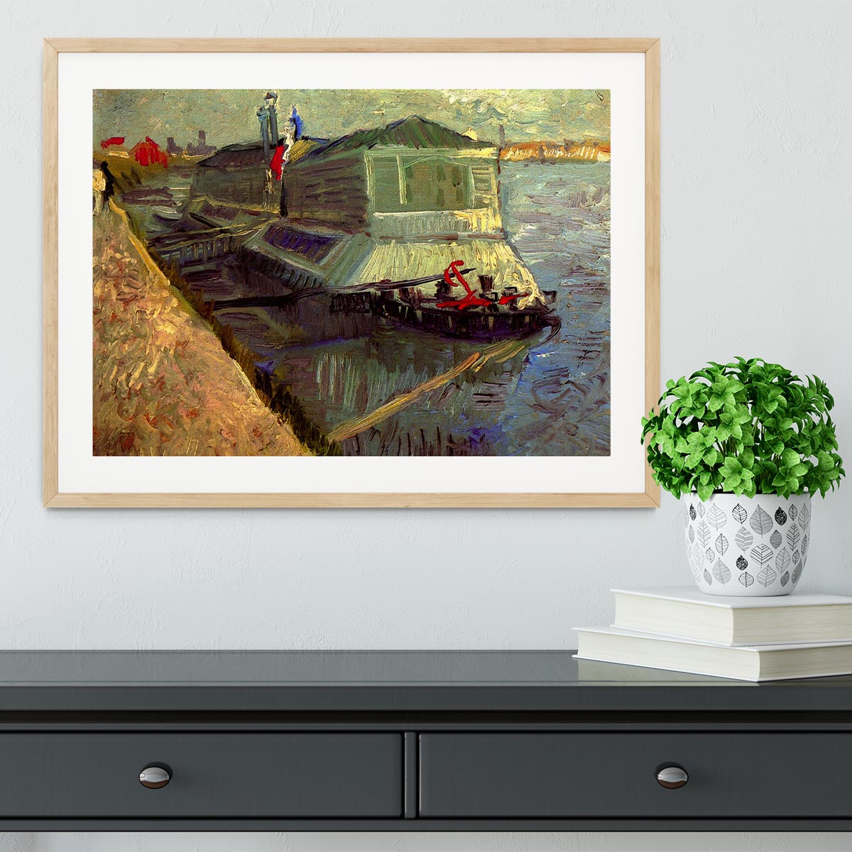 Bathing Float on the Seine at Asniere by Van Gogh Framed Print - Canvas Art Rocks - 3
