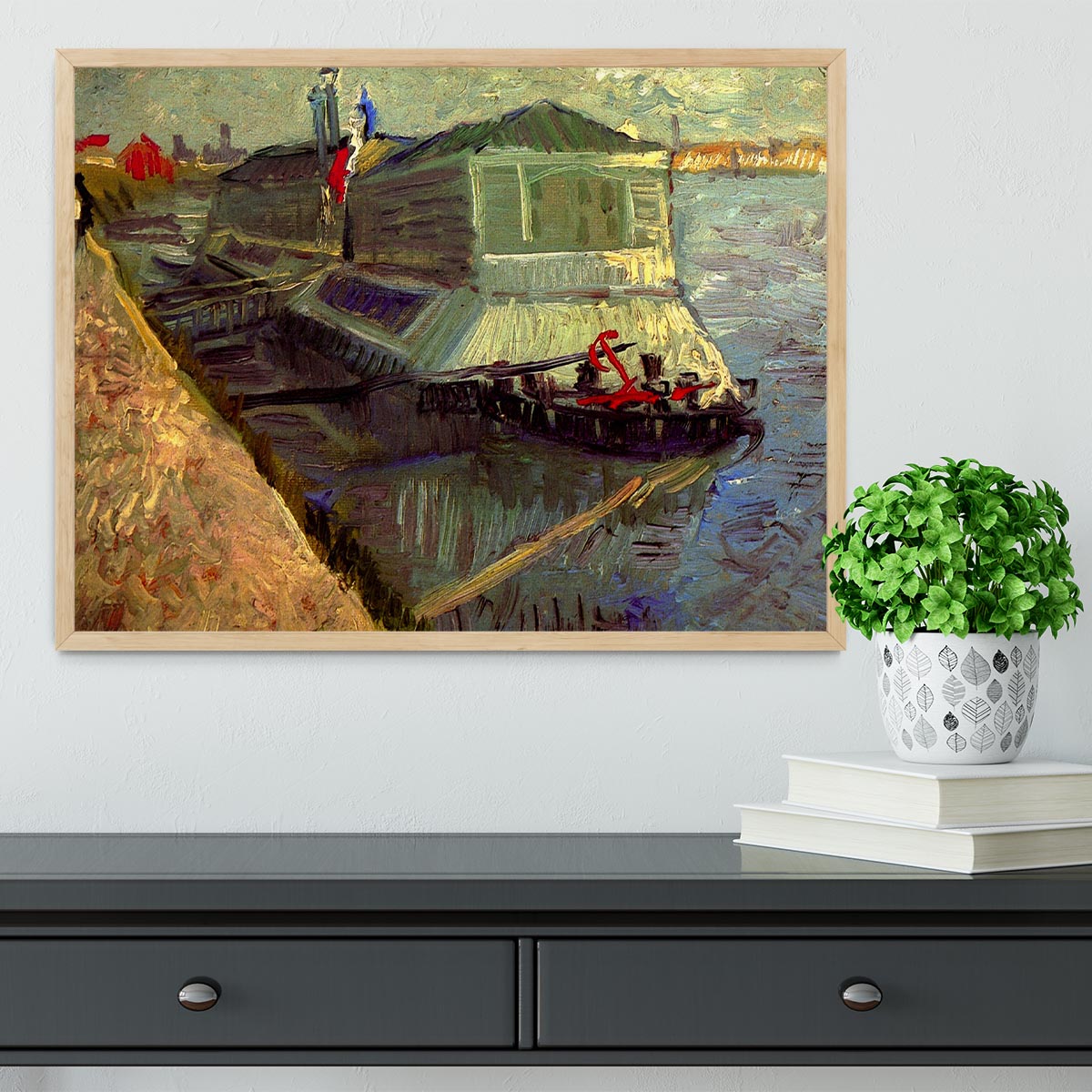 Bathing Float on the Seine at Asniere by Van Gogh Framed Print - Canvas Art Rocks - 4
