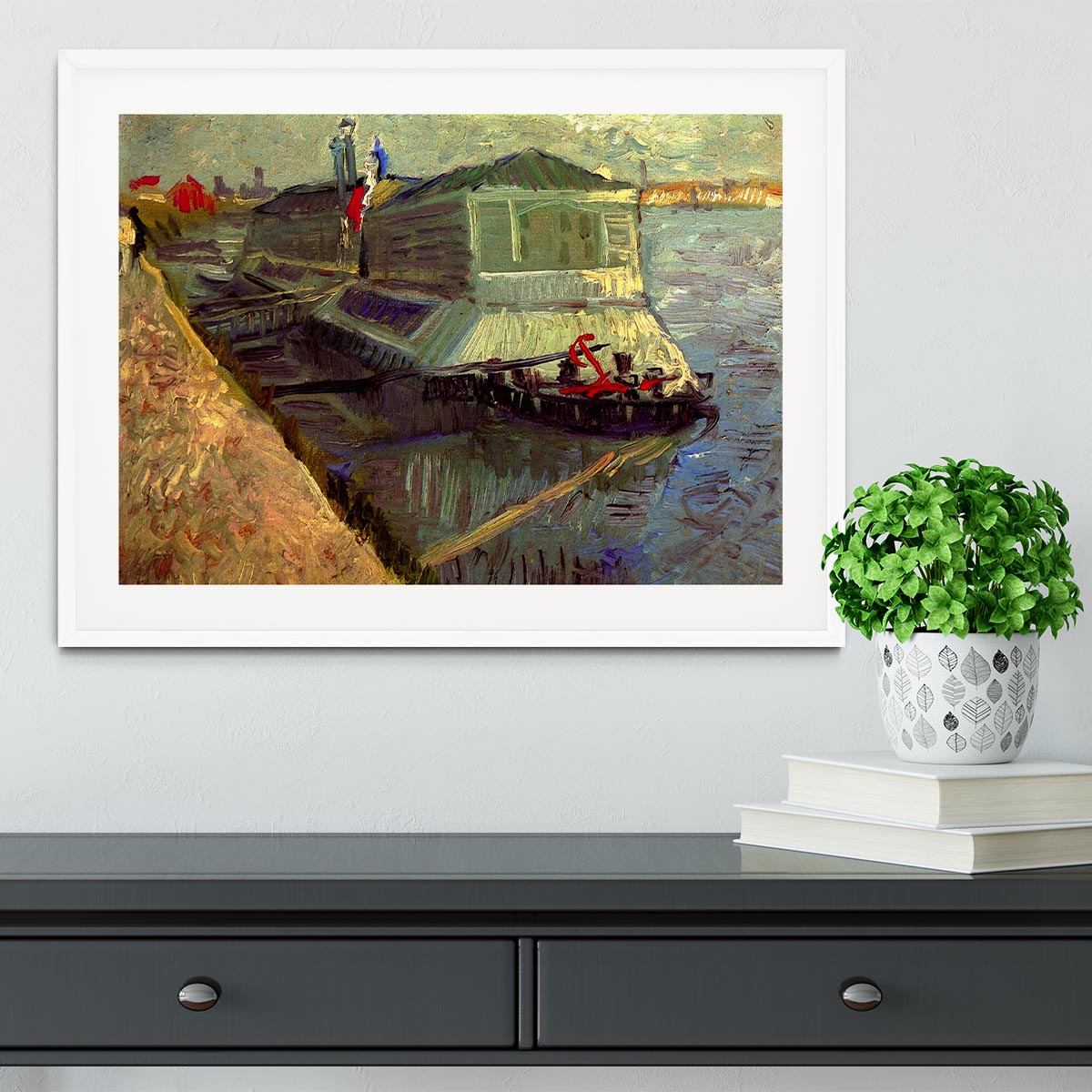 Bathing Float on the Seine at Asniere by Van Gogh Framed Print - Canvas Art Rocks - 5