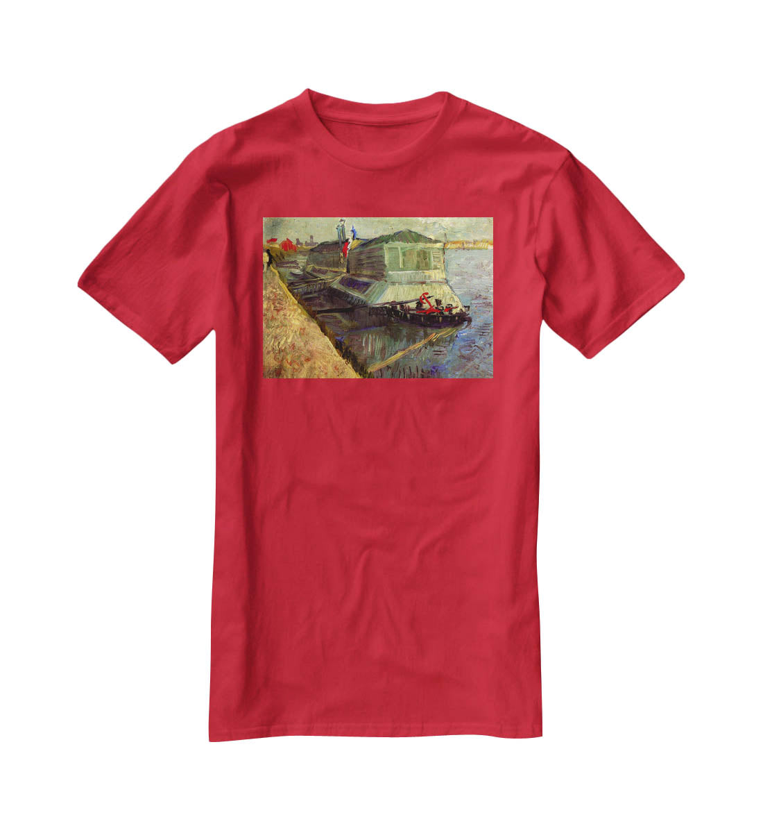 Bathing Float on the Seine at Asniere by Van Gogh T-Shirt - Canvas Art Rocks - 4