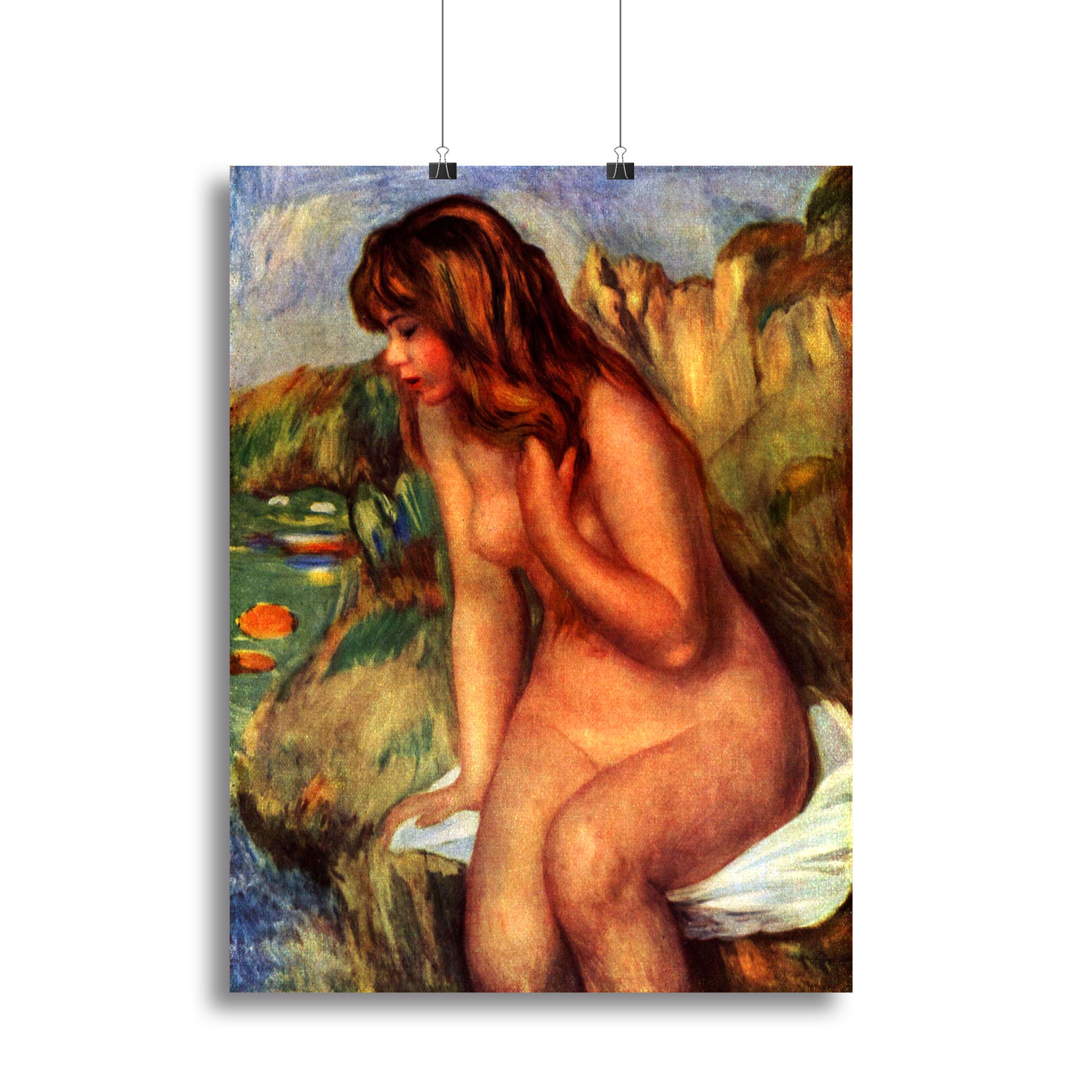 Bathing sitting on a rock by Renoir Canvas Print or Poster - Canvas Art Rocks - 2