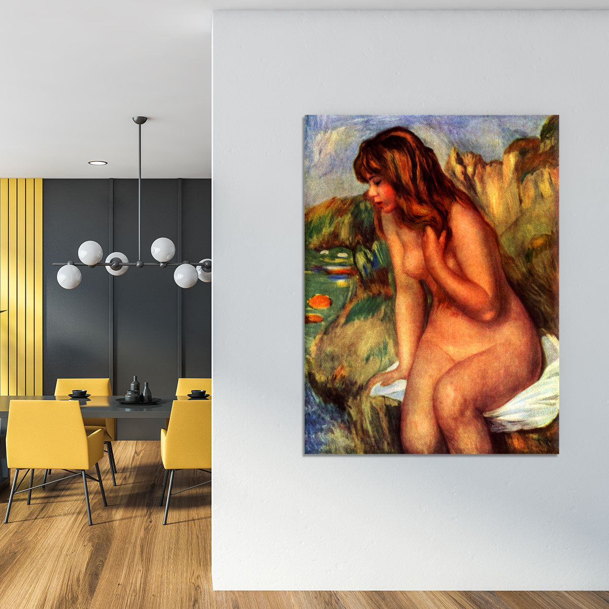 Bathing sitting on a rock by Renoir Canvas Print or Poster - Canvas Art Rocks - 4
