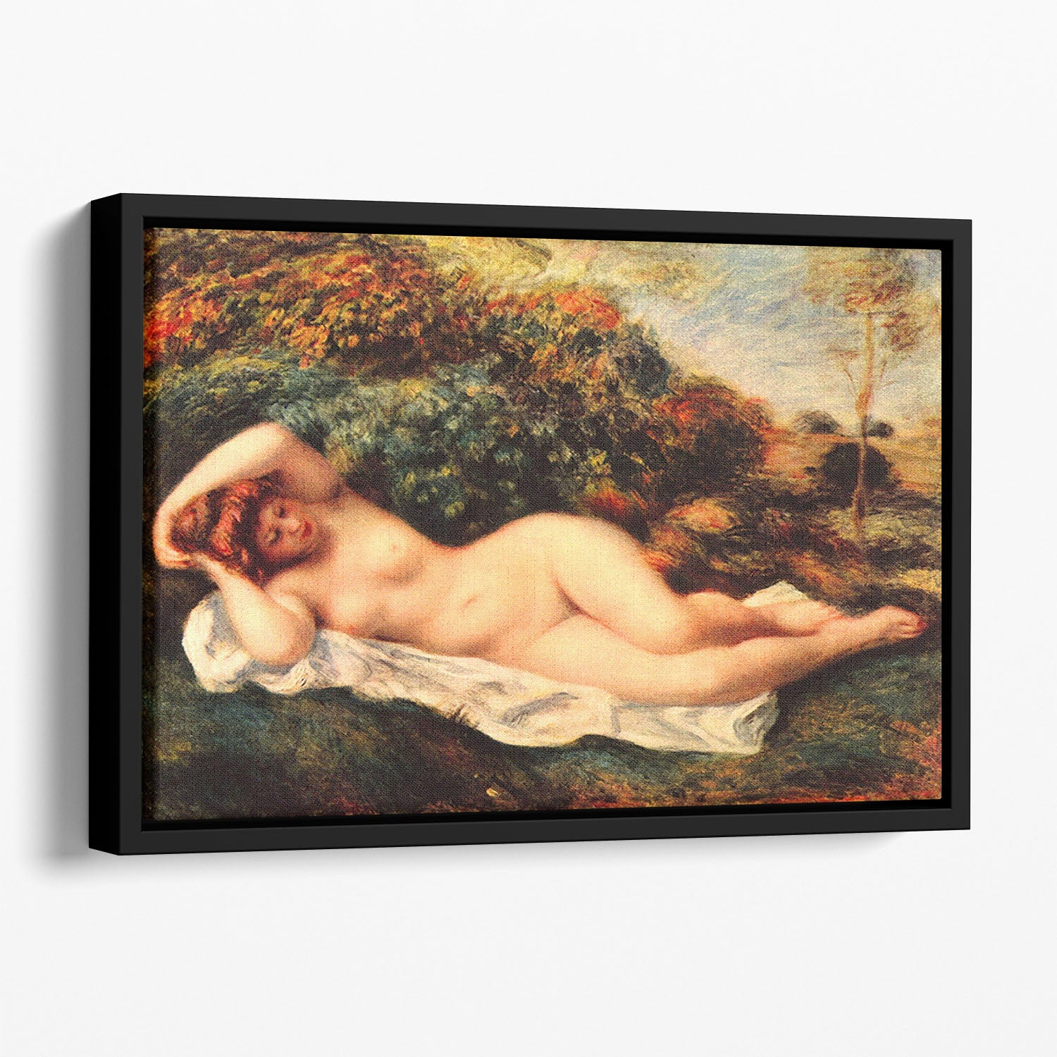 Bathing sleeping the baker by Renoir Floating Framed Canvas