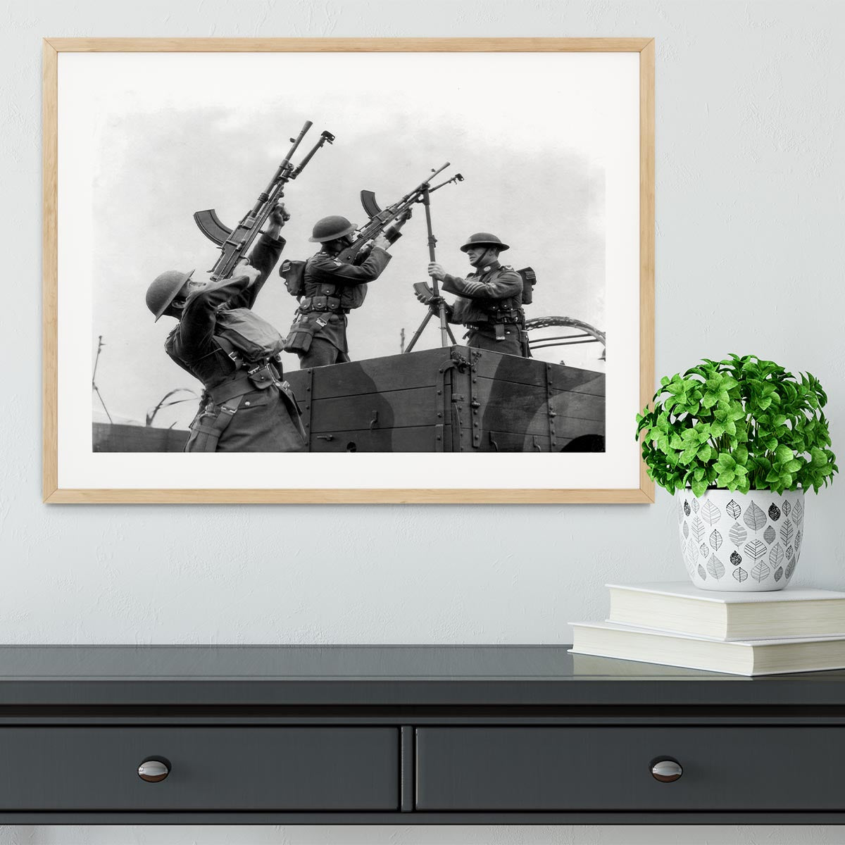 Battalion with anti-aircraft guns Framed Print - Canvas Art Rocks - 3