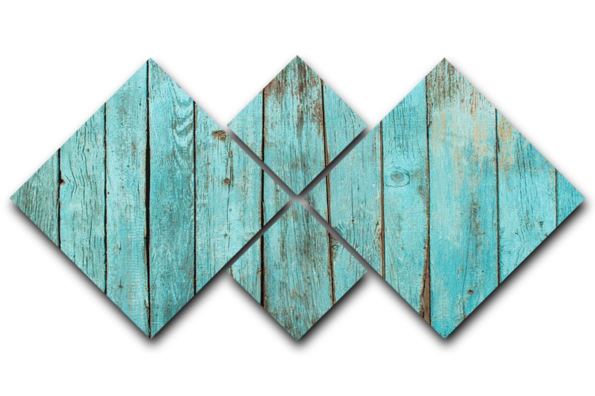 Battered old wooden blue 4 Square Multi Panel Canvas - Canvas Art Rocks - 1