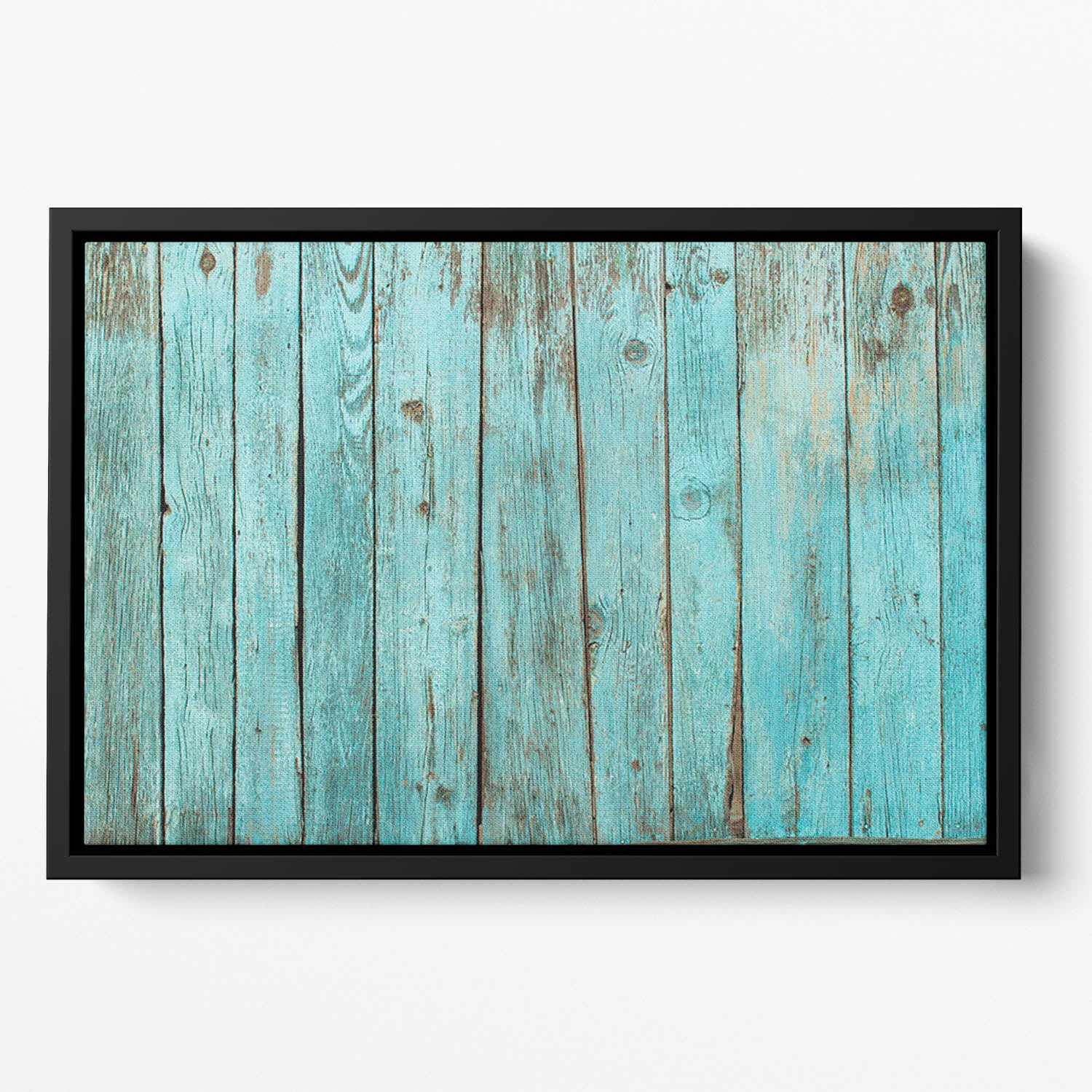 Battered old wooden blue Floating Framed Canvas