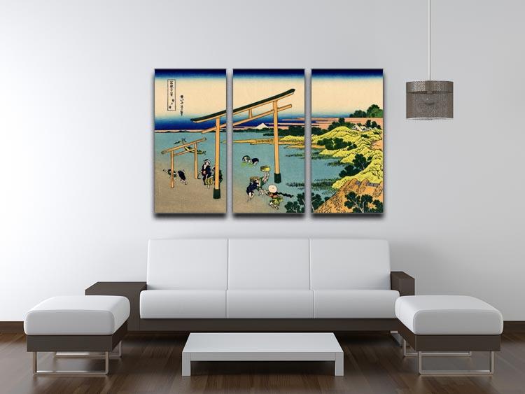 Bay of Noboto by Hokusai 3 Split Panel Canvas Print - Canvas Art Rocks - 3