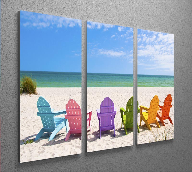 Beach Chairs on a Sun Beach 3 Split Panel Canvas Print - Canvas Art Rocks - 2