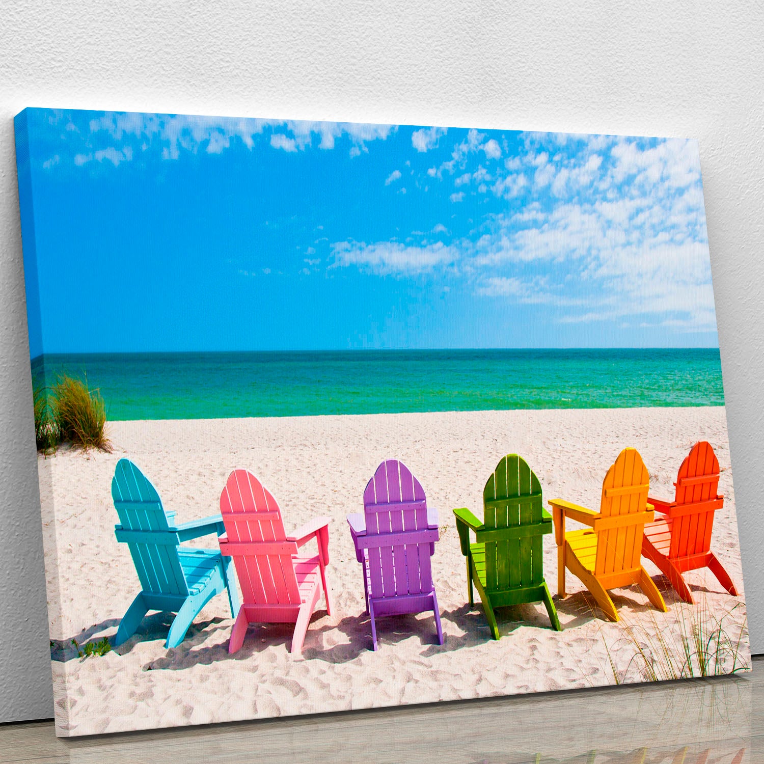 Beach Chairs on a Sun Beach Canvas Print or Poster - Canvas Art Rocks - 1