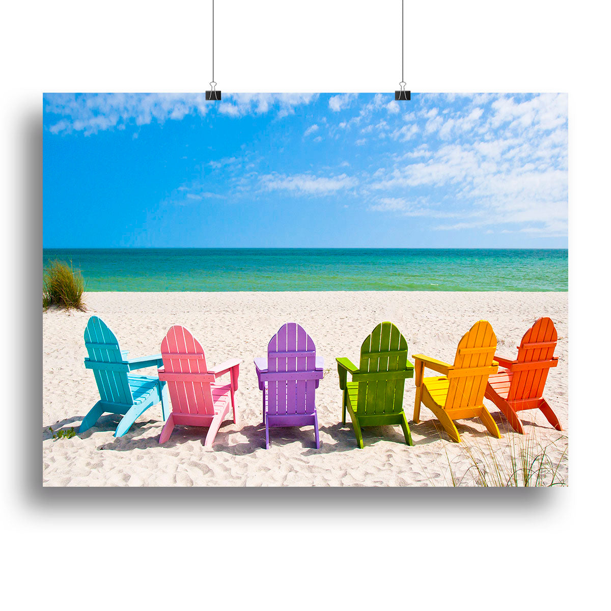 Beach Chairs on a Sun Beach Canvas Print or Poster - Canvas Art Rocks - 2