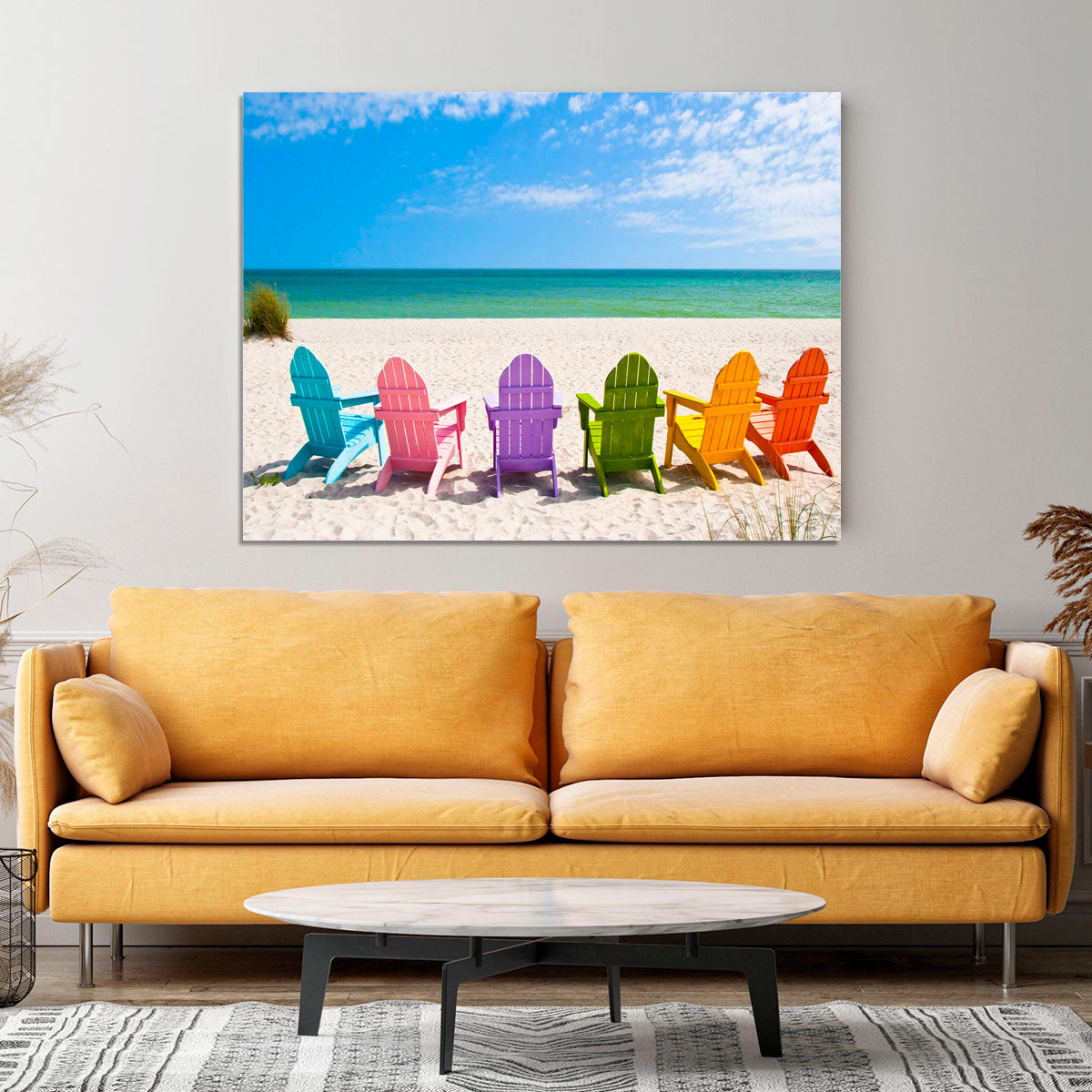 Beach Chairs on a Sun Beach Canvas Print or Poster - Canvas Art Rocks - 4