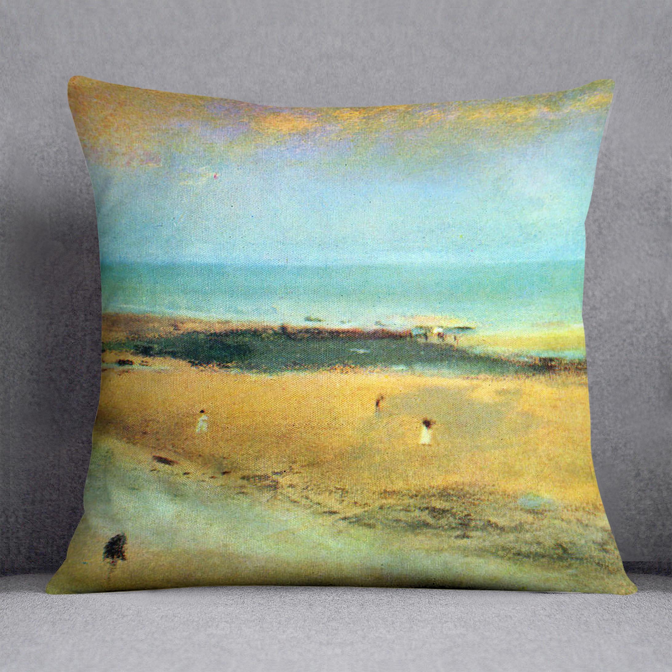 Beach at low tide 1 by Degas Cushion