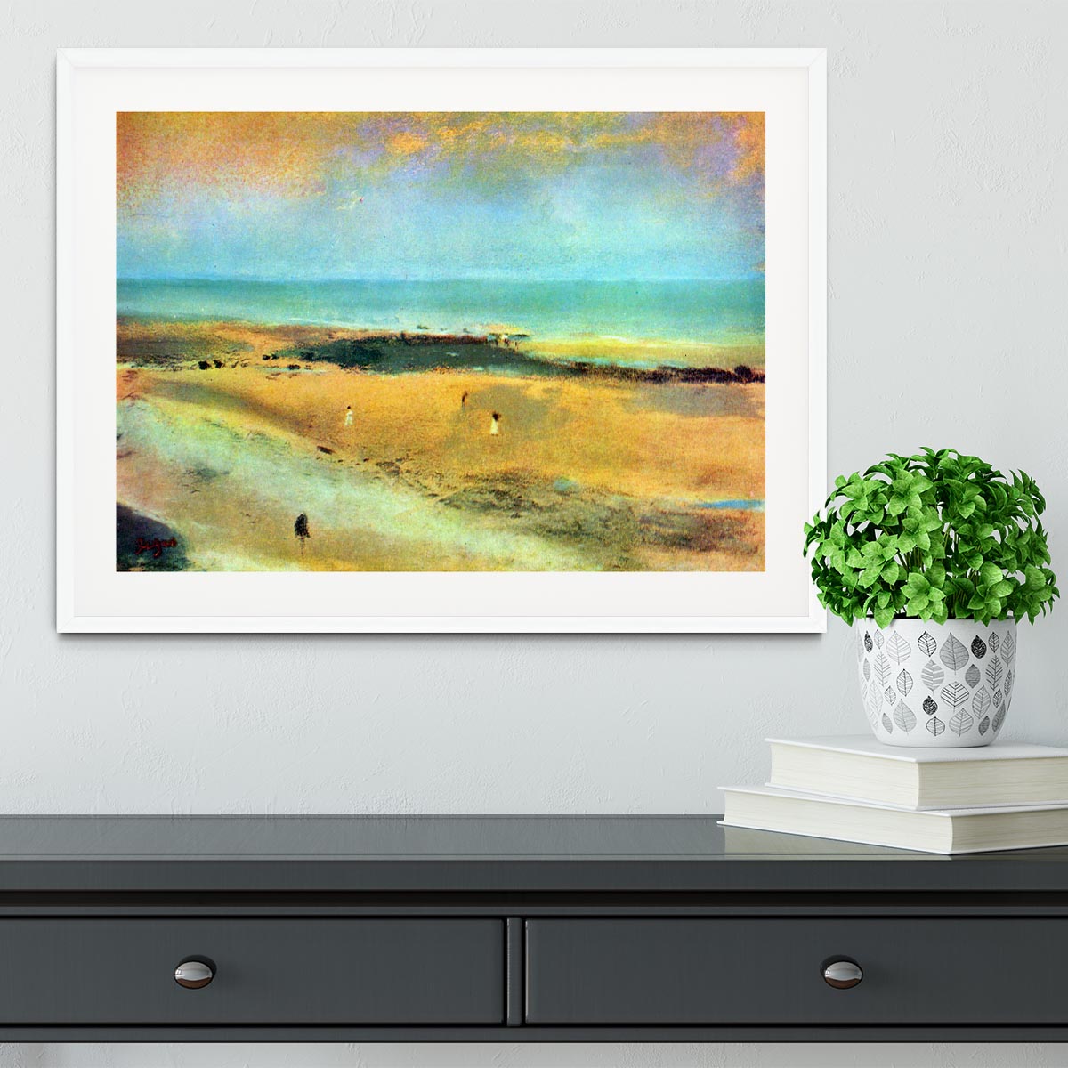 Beach at low tide 1 by Degas Framed Print - Canvas Art Rocks - 5