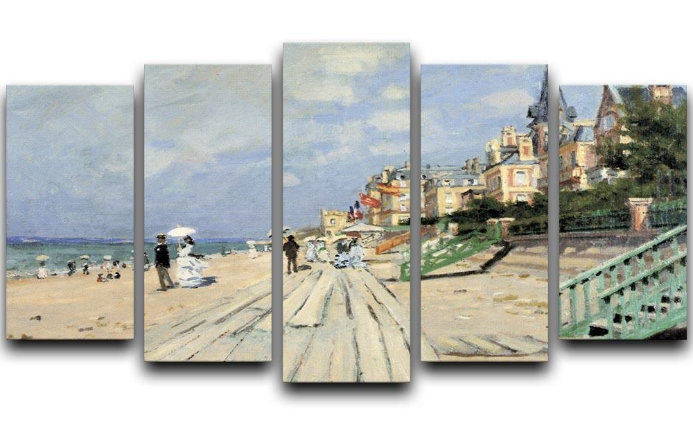 Beach at trouville by Monet 5 Split Panel Canvas  - Canvas Art Rocks - 1