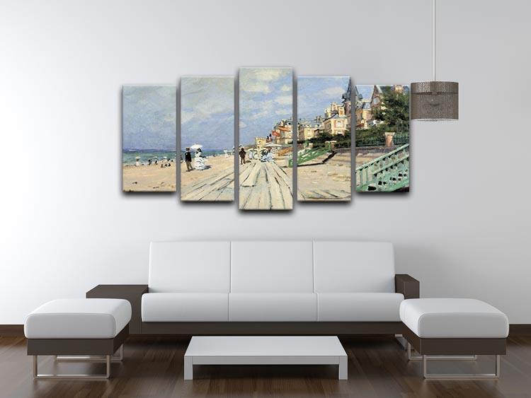 Beach at trouville by Monet 5 Split Panel Canvas - Canvas Art Rocks - 3