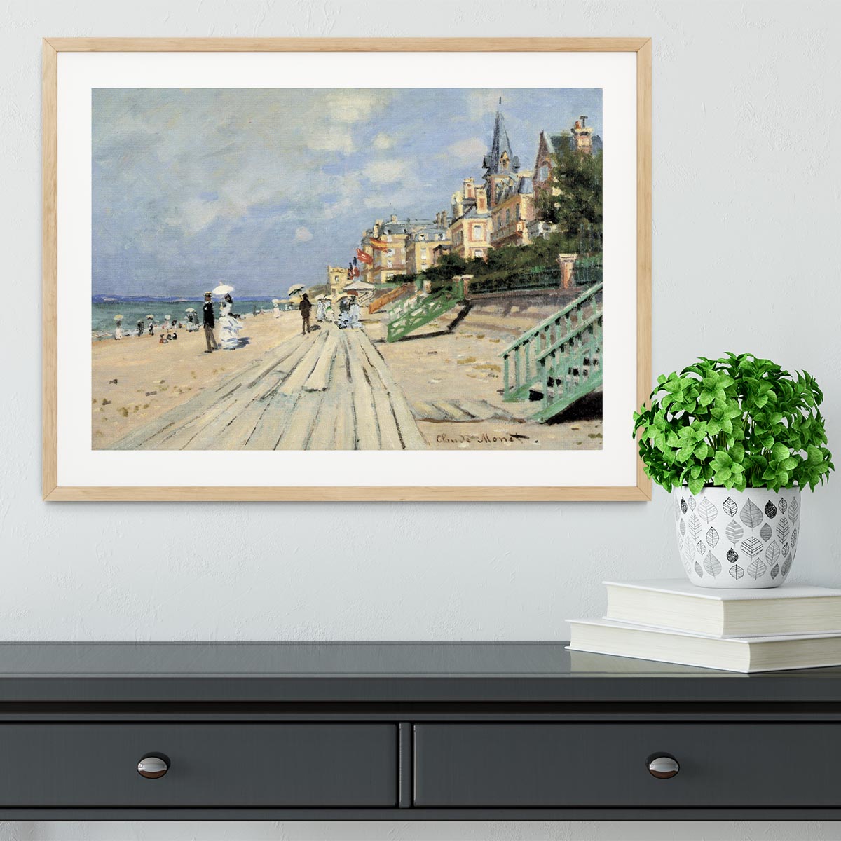 Beach at trouville by Monet Framed Print - Canvas Art Rocks - 3
