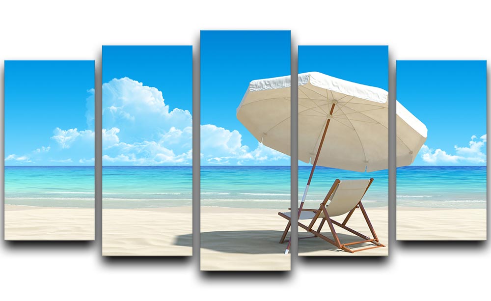 Beach chair and umbrella on idyllic tropical sand beach 5 Split Panel Canvas - Canvas Art Rocks - 1