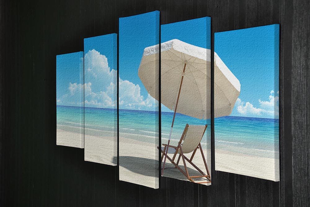 Beach chair and umbrella on idyllic tropical sand beach 5 Split Panel Canvas - Canvas Art Rocks - 2
