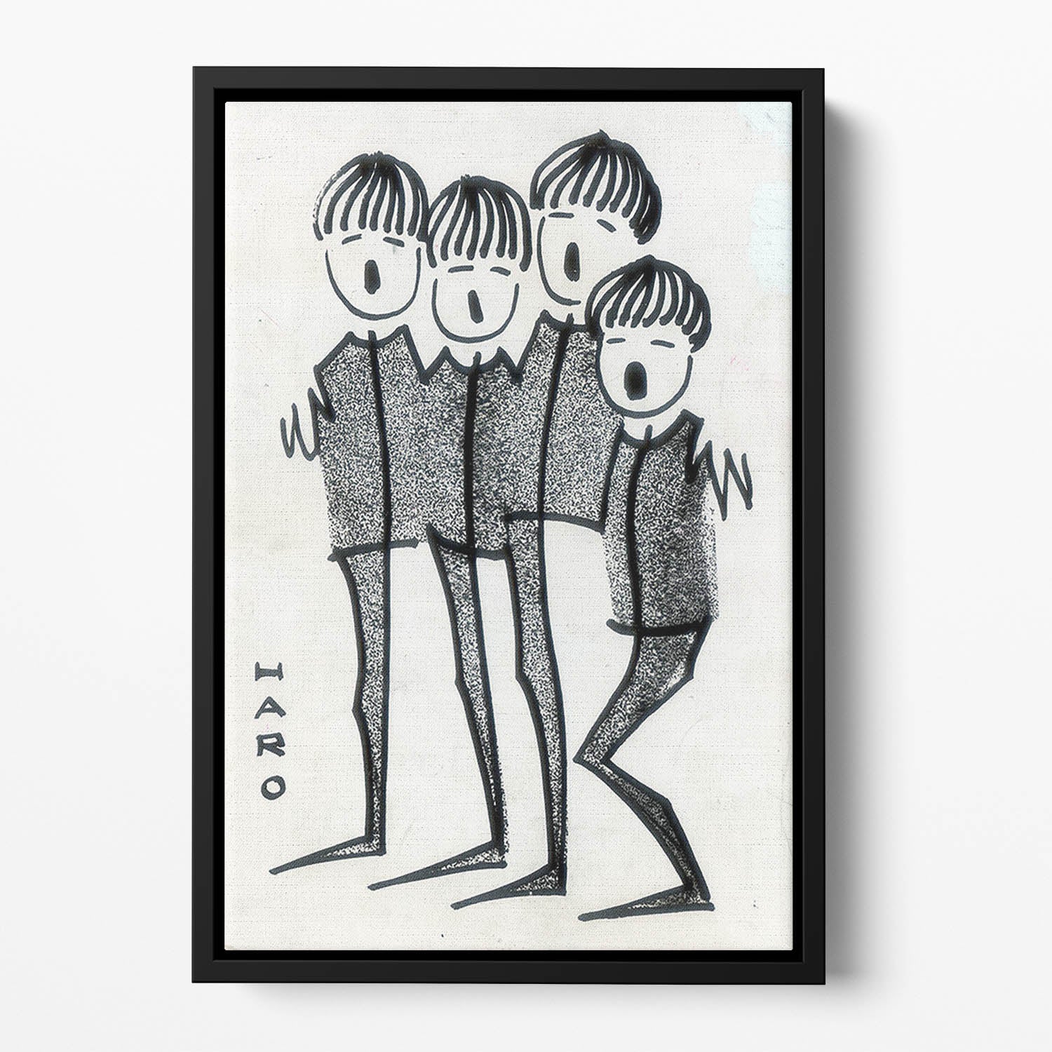 Beatles cartoon by Haro Floating Framed Canvas