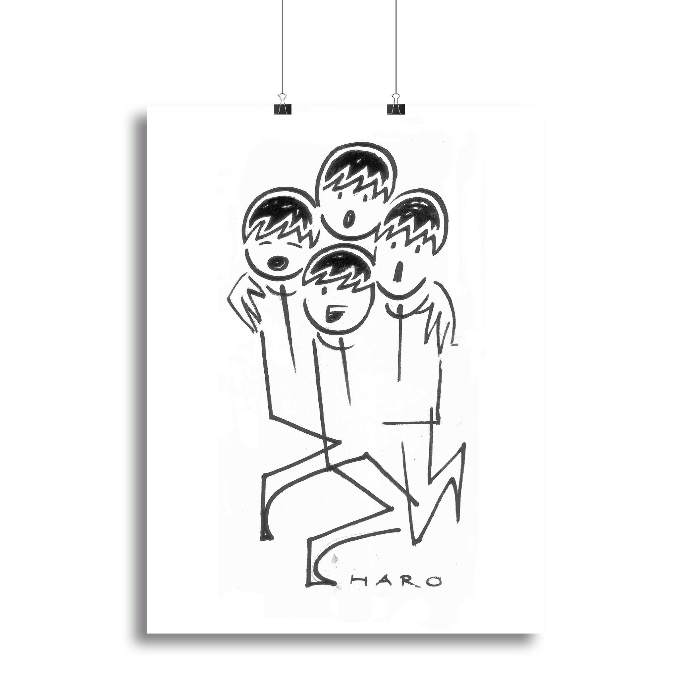 Beatles singing cartoon by Haro Canvas Print or Poster - Canvas Art Rocks - 2