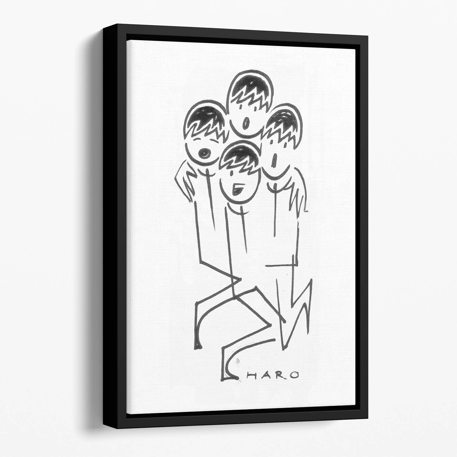 Beatles singing cartoon by Haro Floating Framed Canvas