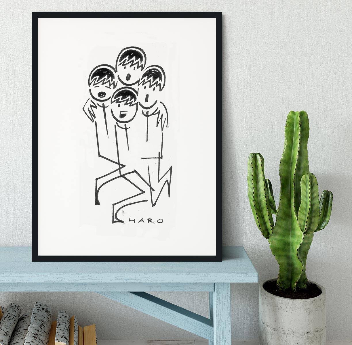 Beatles singing cartoon by Haro Framed Print - Canvas Art Rocks - 1