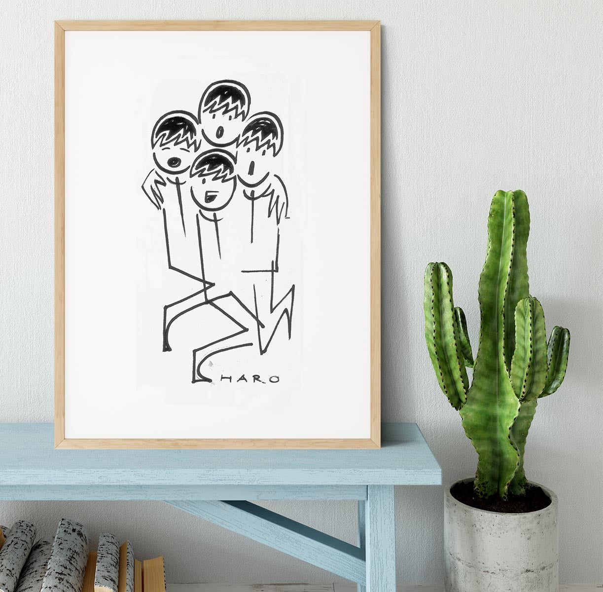 Beatles singing cartoon by Haro Framed Print - Canvas Art Rocks - 3