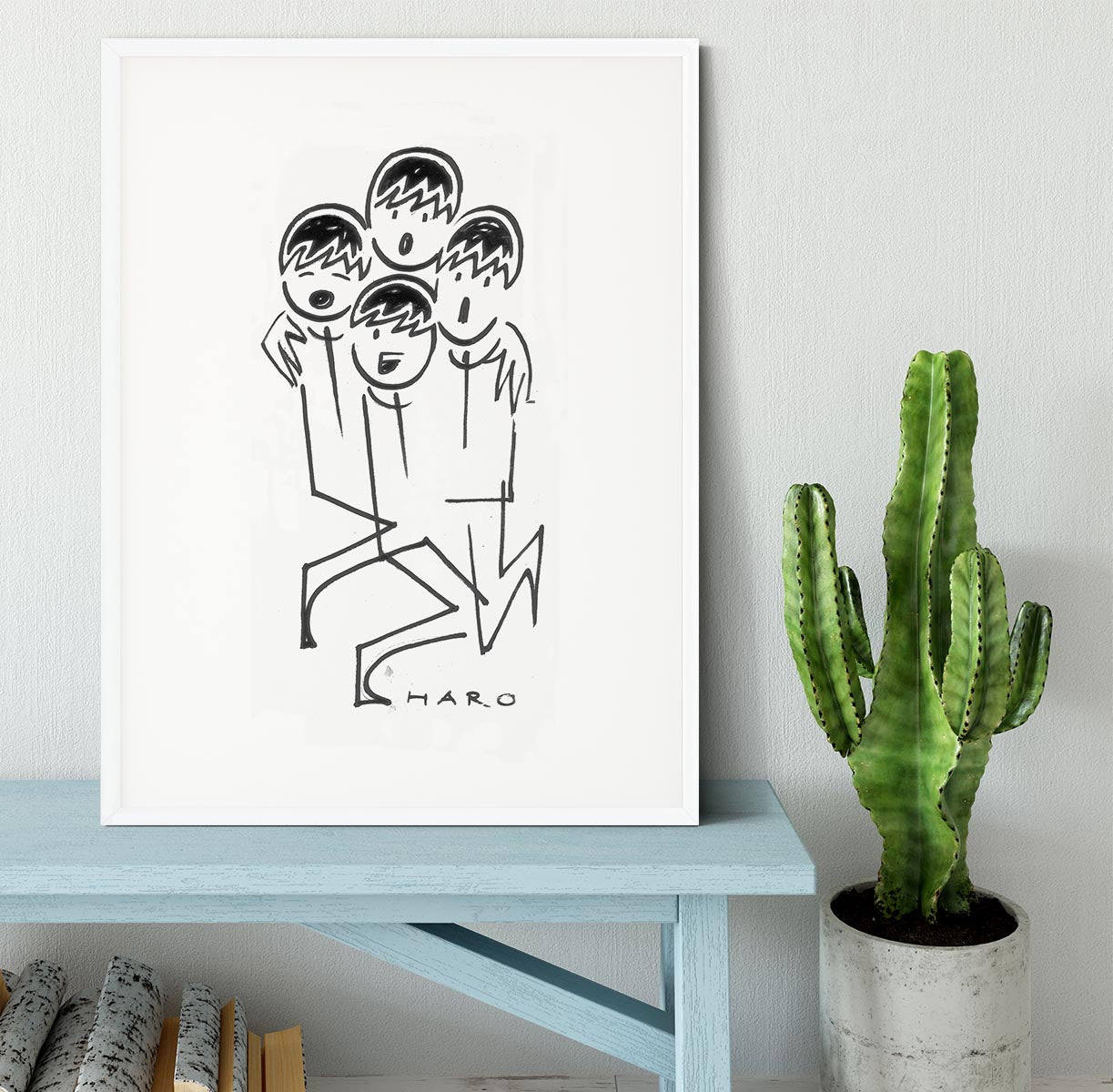 Beatles singing cartoon by Haro Framed Print - Canvas Art Rocks - 5