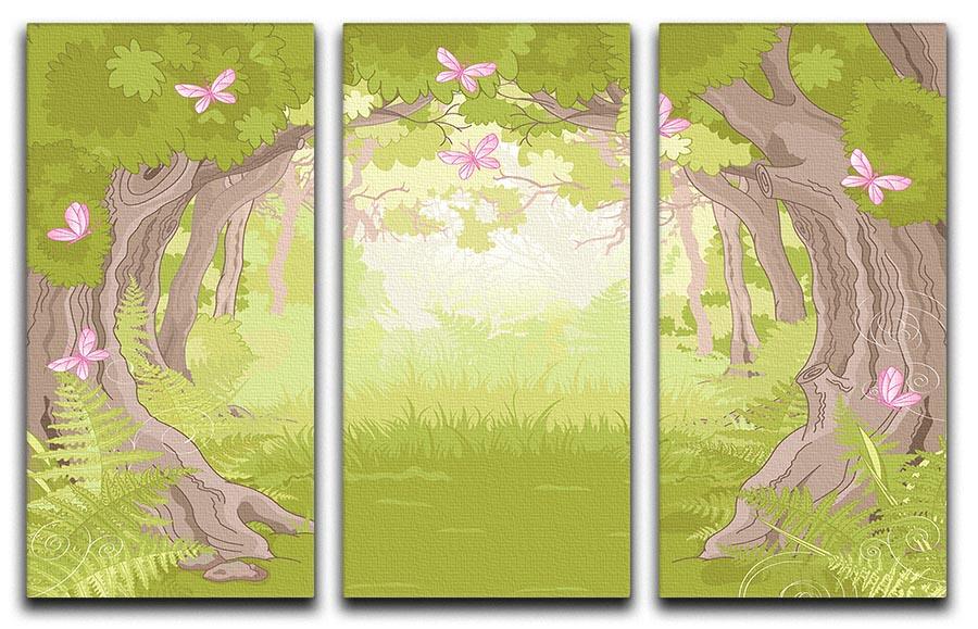 Beautiful Glade in the Magic forest 3 Split Panel Canvas Print - Canvas Art Rocks - 1