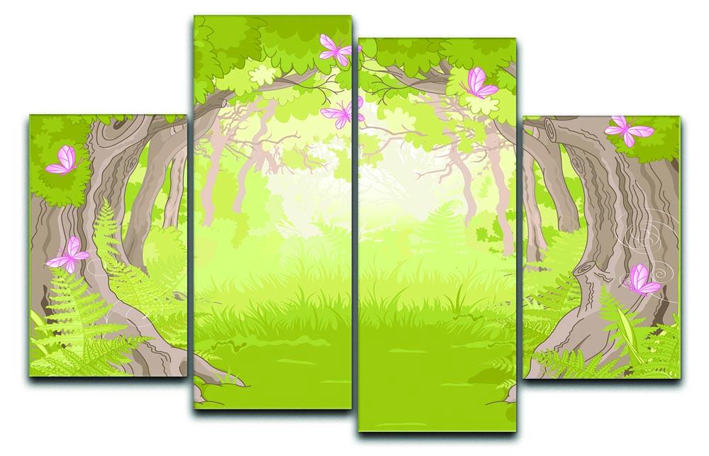 Beautiful Glade in the Magic forest 4 Split Panel Canvas  - Canvas Art Rocks - 1