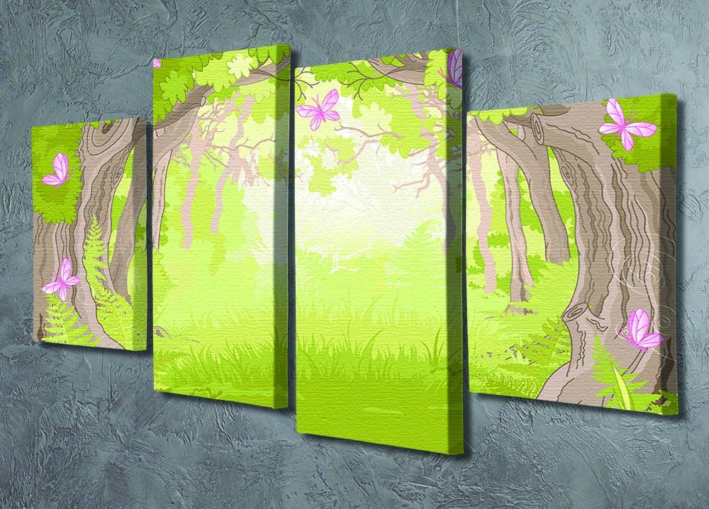 Beautiful Glade in the Magic forest 4 Split Panel Canvas - Canvas Art Rocks - 2