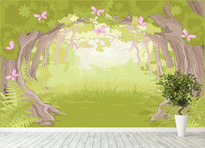 Beautiful Glade in the Magic forest Wall Mural Wallpaper - Canvas Art Rocks - 4