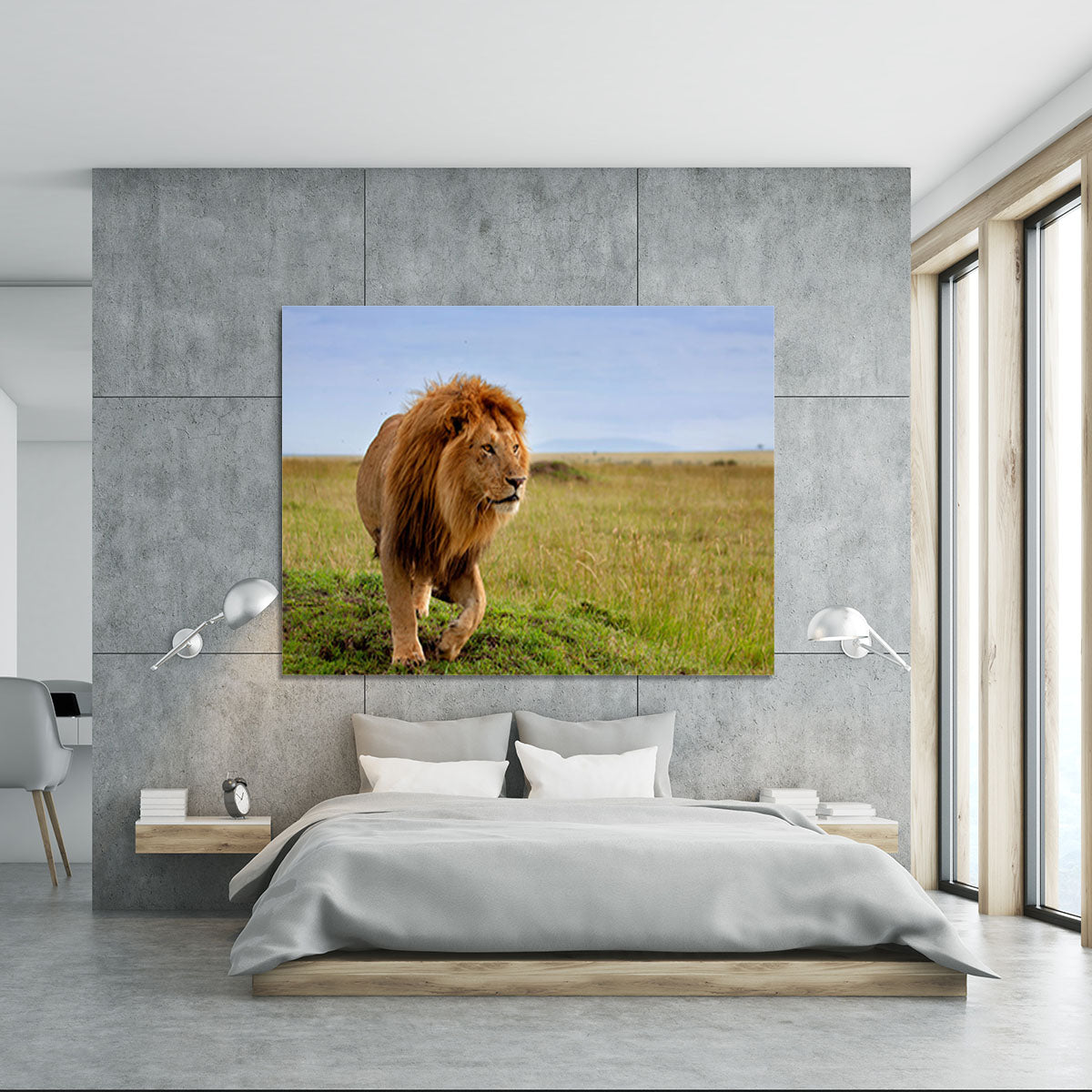 Beautiful Lion Long in Masai Mara Canvas Print or Poster - Canvas Art Rocks - 5