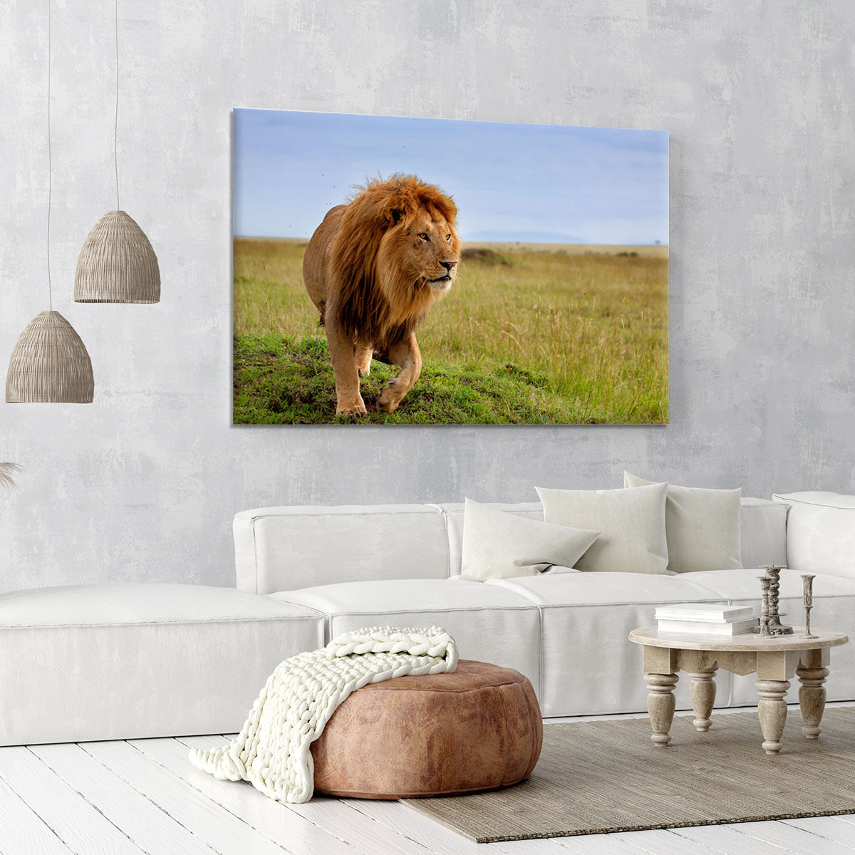Beautiful Lion Long in Masai Mara Canvas Print or Poster - Canvas Art Rocks - 6