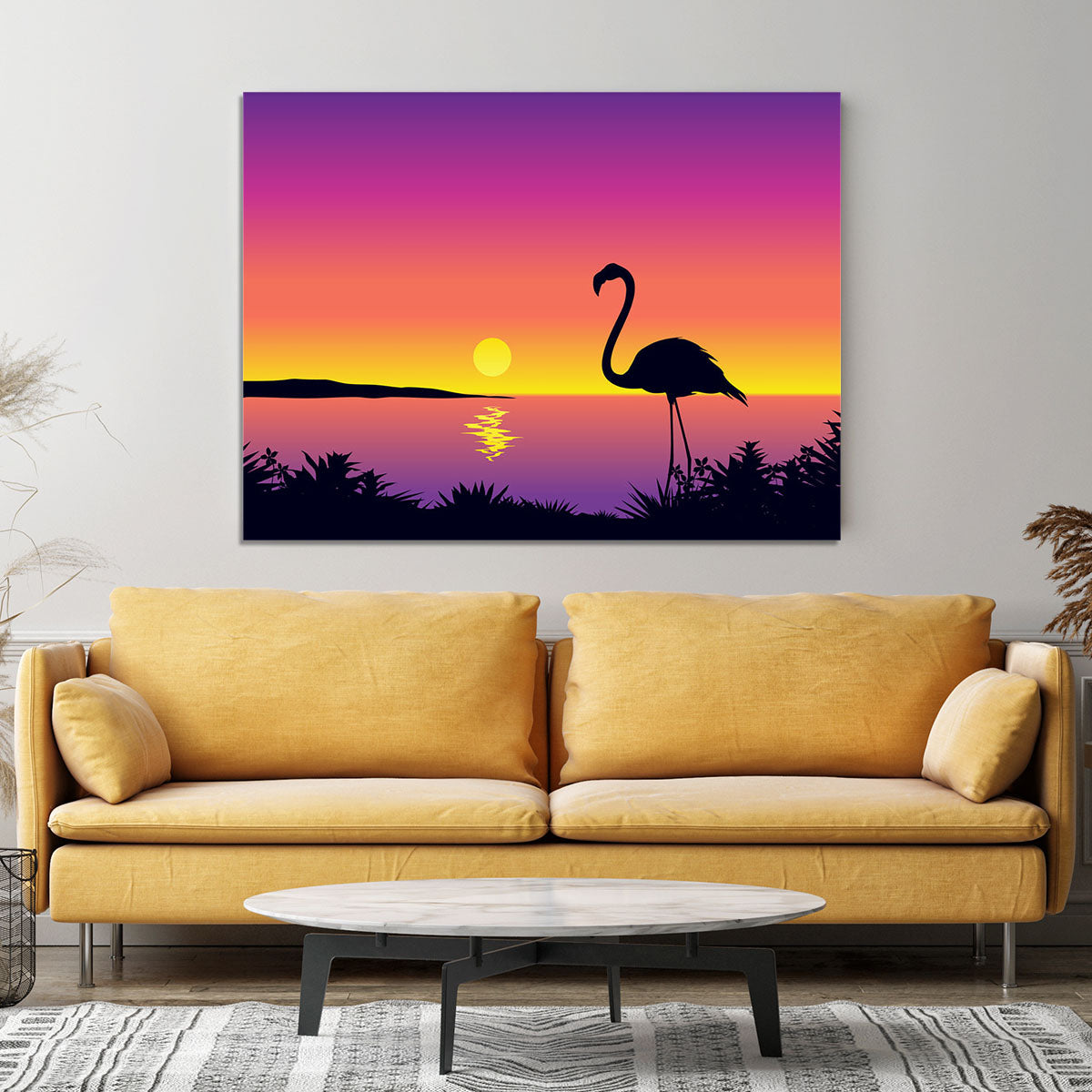 Beautiful coastline view with flamingo Canvas Print or Poster - Canvas Art Rocks - 4