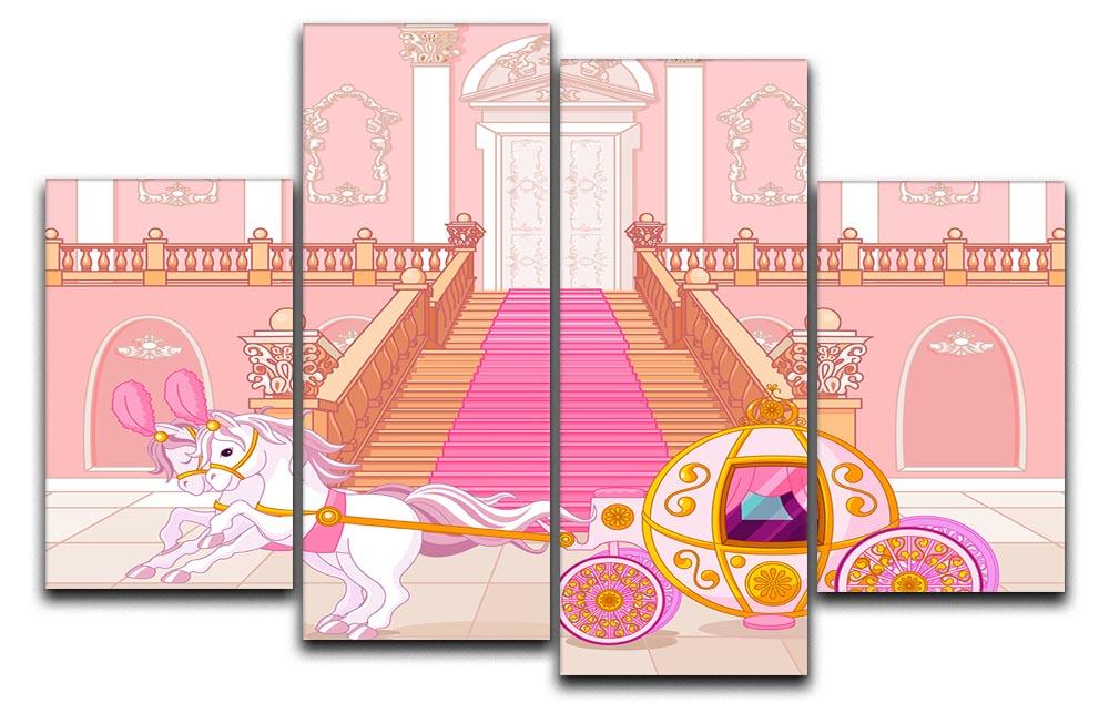 Beautiful fairytale pink carriage 4 Split Panel Canvas  - Canvas Art Rocks - 1