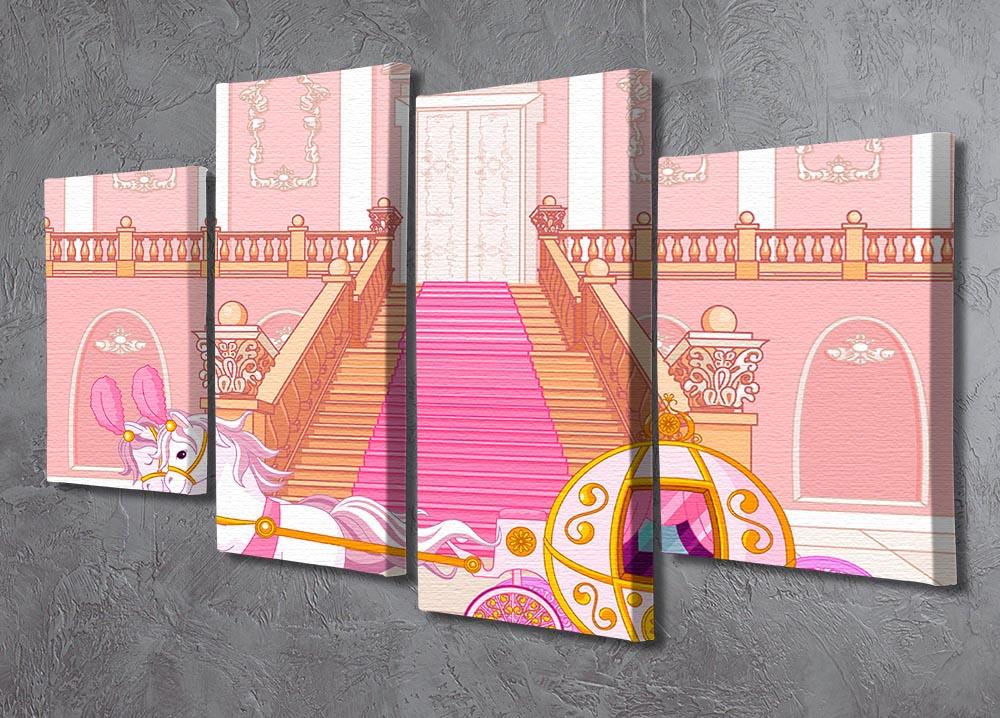 Beautiful fairytale pink carriage 4 Split Panel Canvas - Canvas Art Rocks - 2